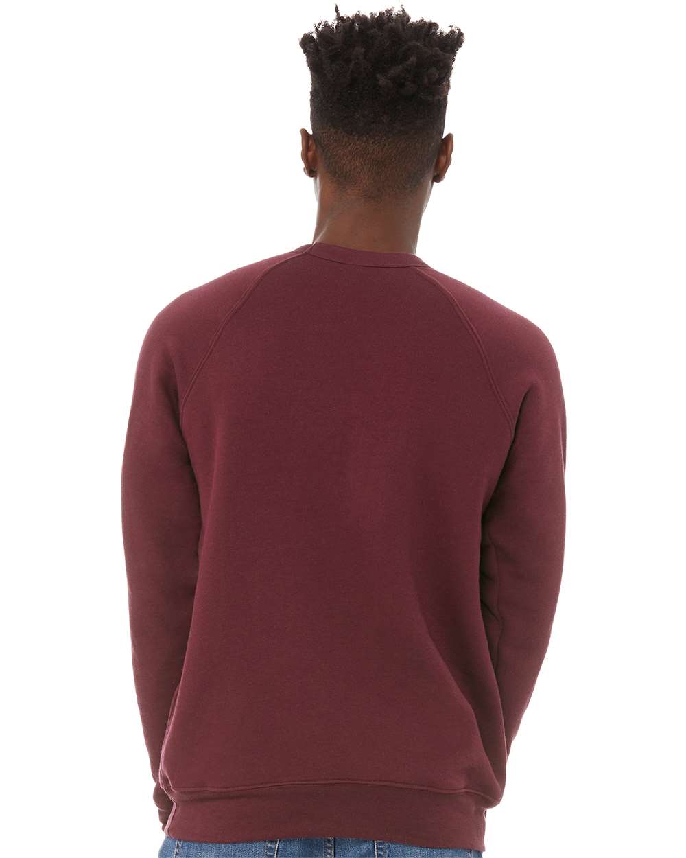 Unisex Sponge Fleece Raglan Crewneck Sweatshirt - OnModelBack - B85106532 - Maroon