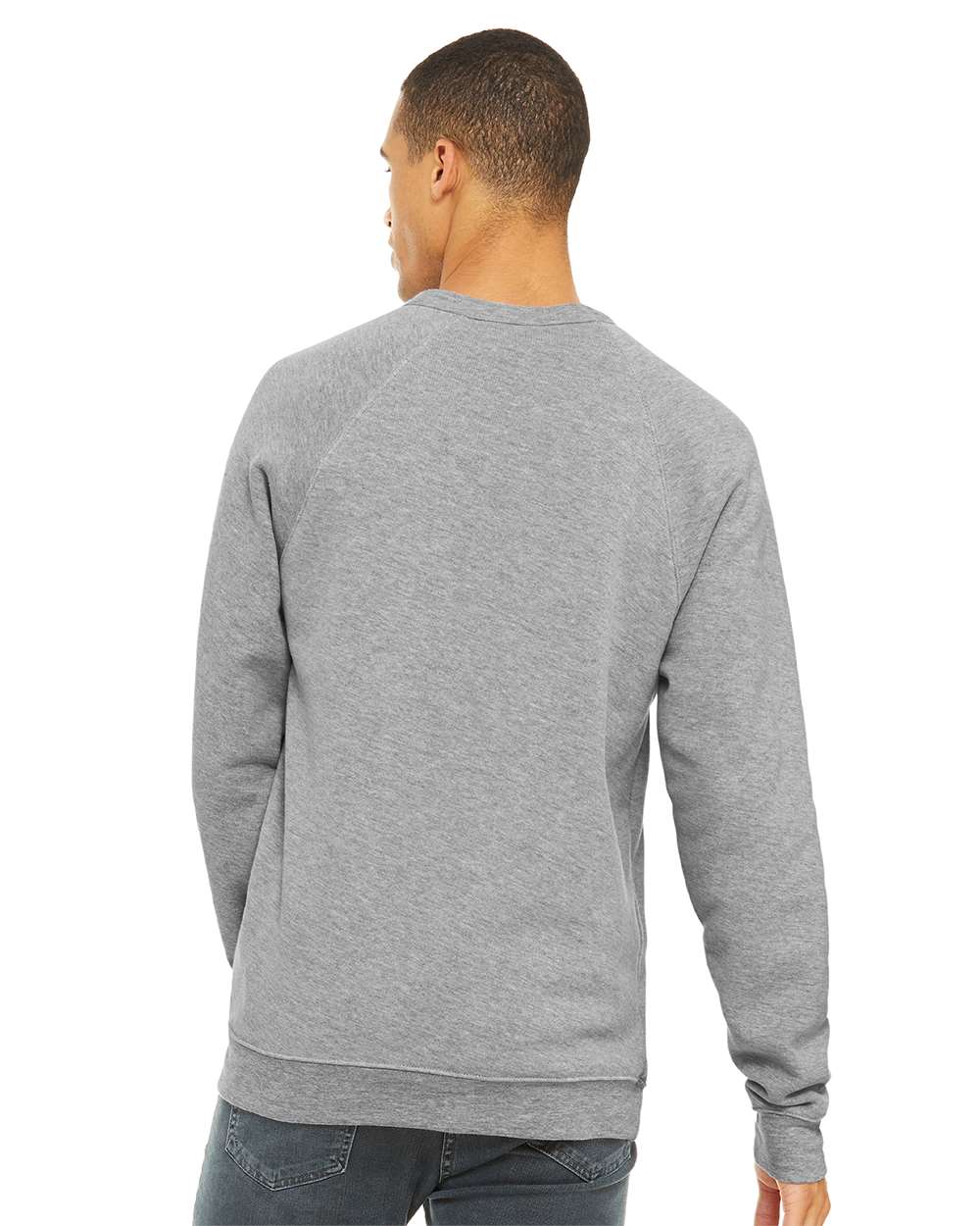 Unisex Sponge Fleece Raglan Crewneck Sweatshirt - OnModelBack - B85106572 - Athletic Heather
