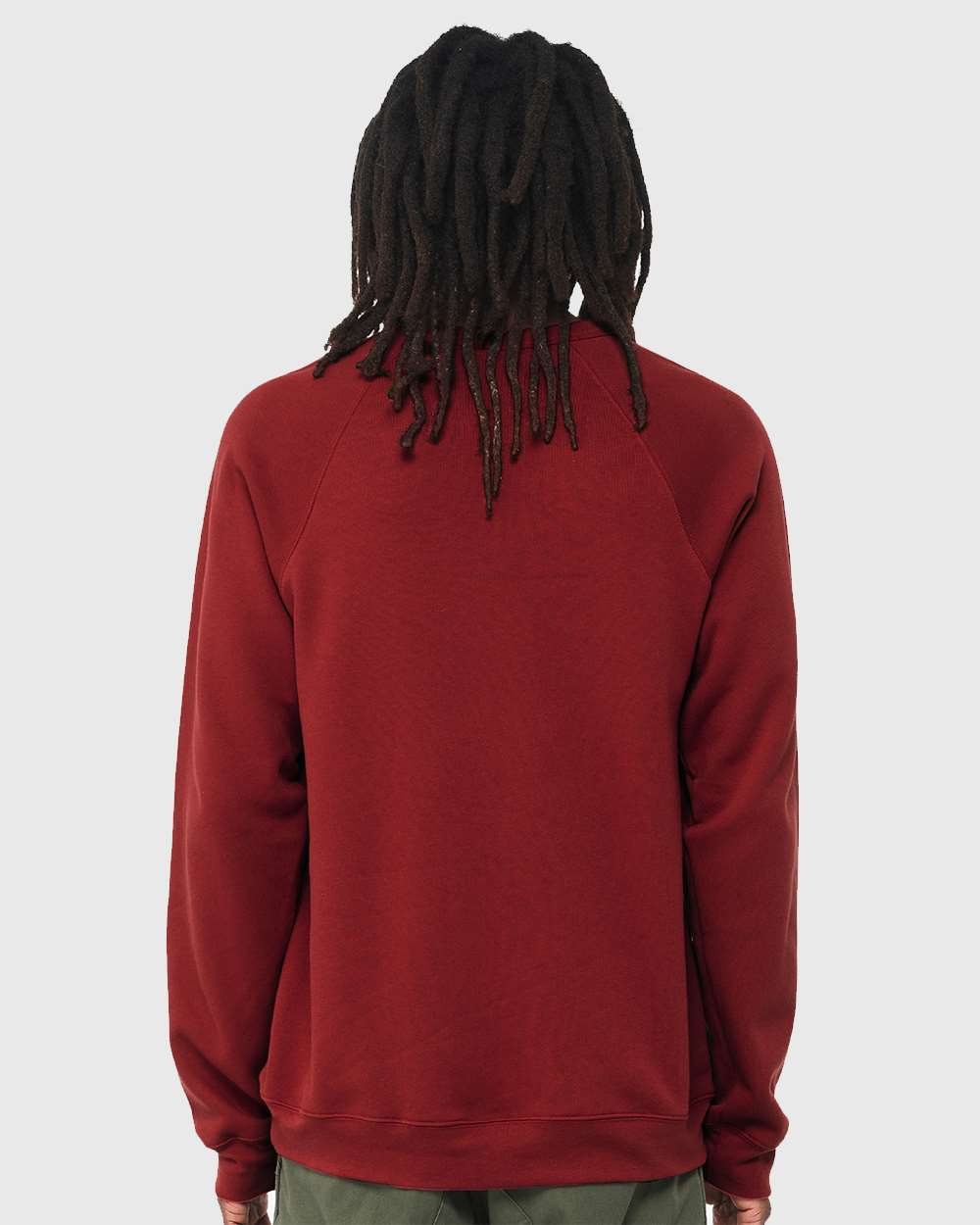Unisex Sponge Fleece Raglan Crewneck Sweatshirt - OnModelBack - B85106642 - Cardinal