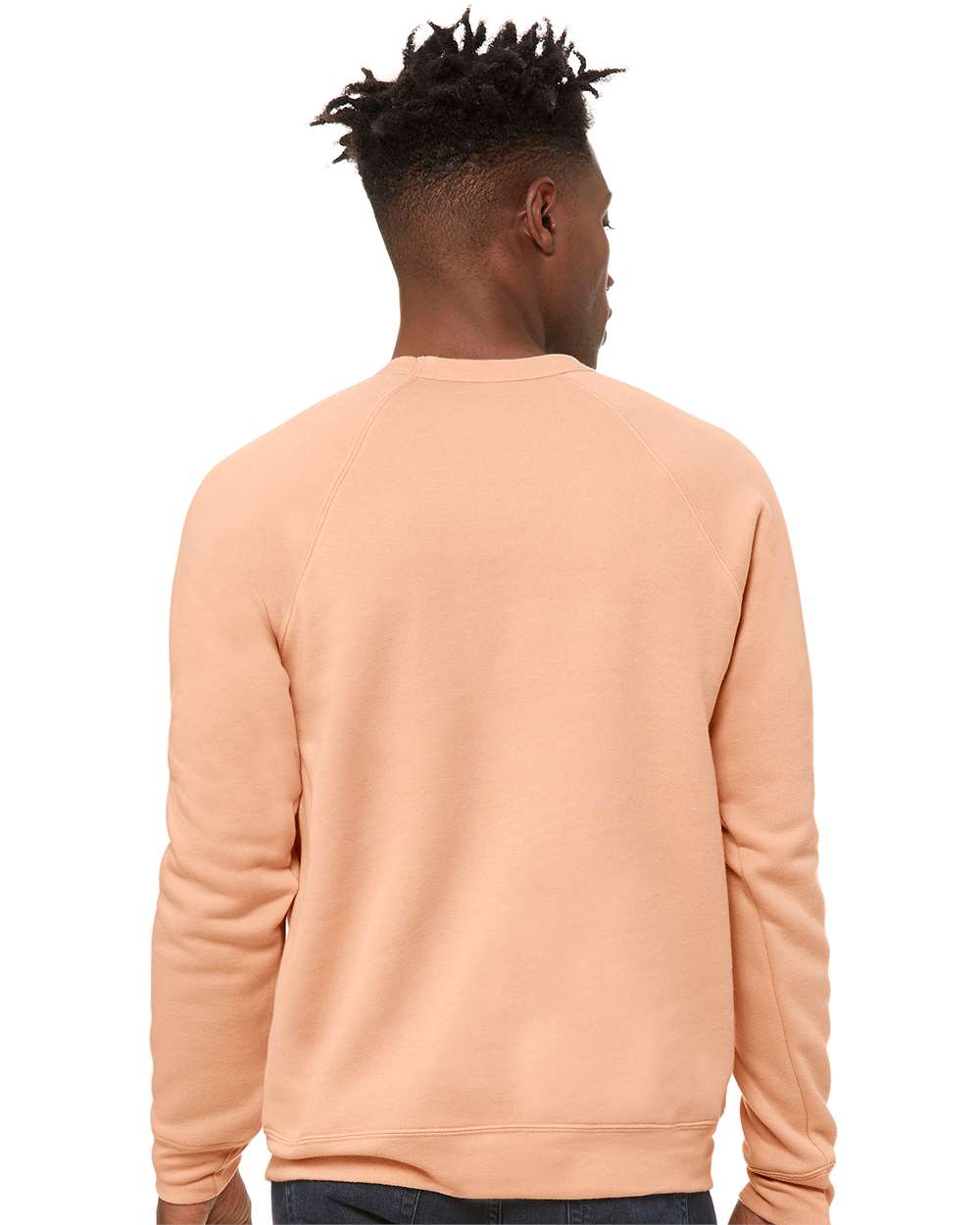 Unisex Sponge Fleece Raglan Crewneck Sweatshirt - OnModelBack - B85106672 - Peach