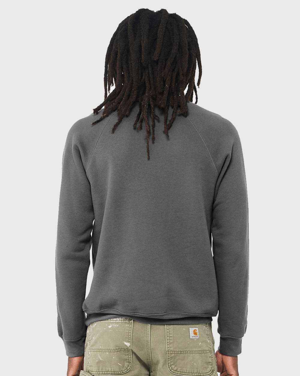 Unisex Sponge Fleece Raglan Crewneck Sweatshirt - OnModelBack - B85106852 - Asphalt