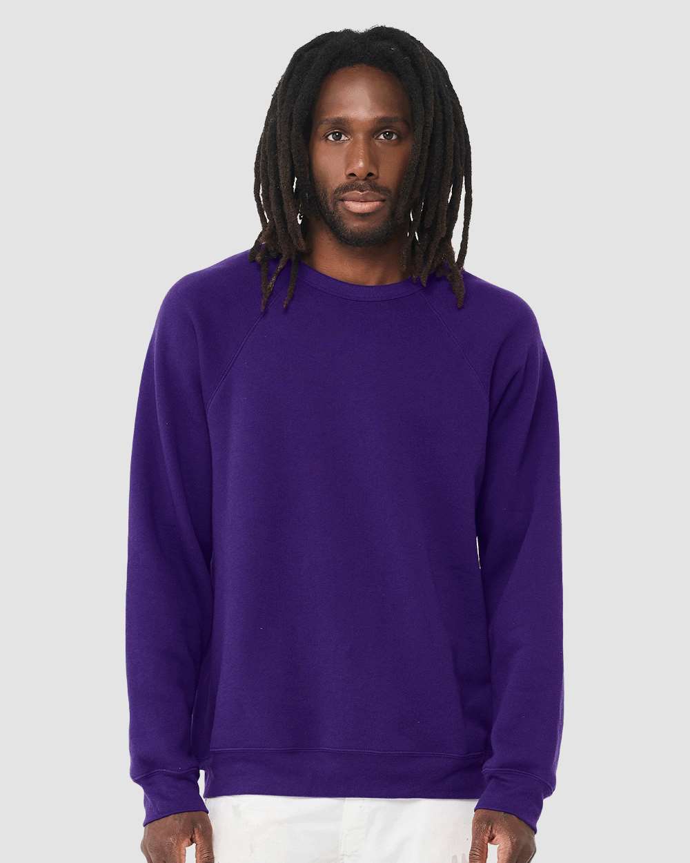 Unisex Sponge Fleece Raglan Crewneck Sweatshirt - OnModelFront - B85106162 - Team Purple