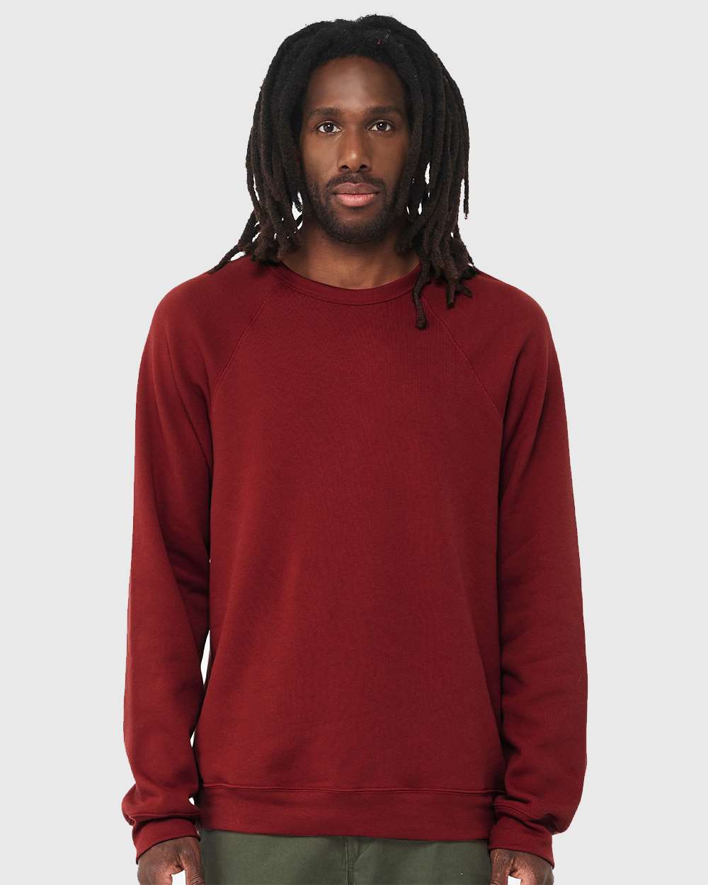 Unisex Sponge Fleece Raglan Crewneck Sweatshirt - OnModelFront - B85106642 - Cardinal