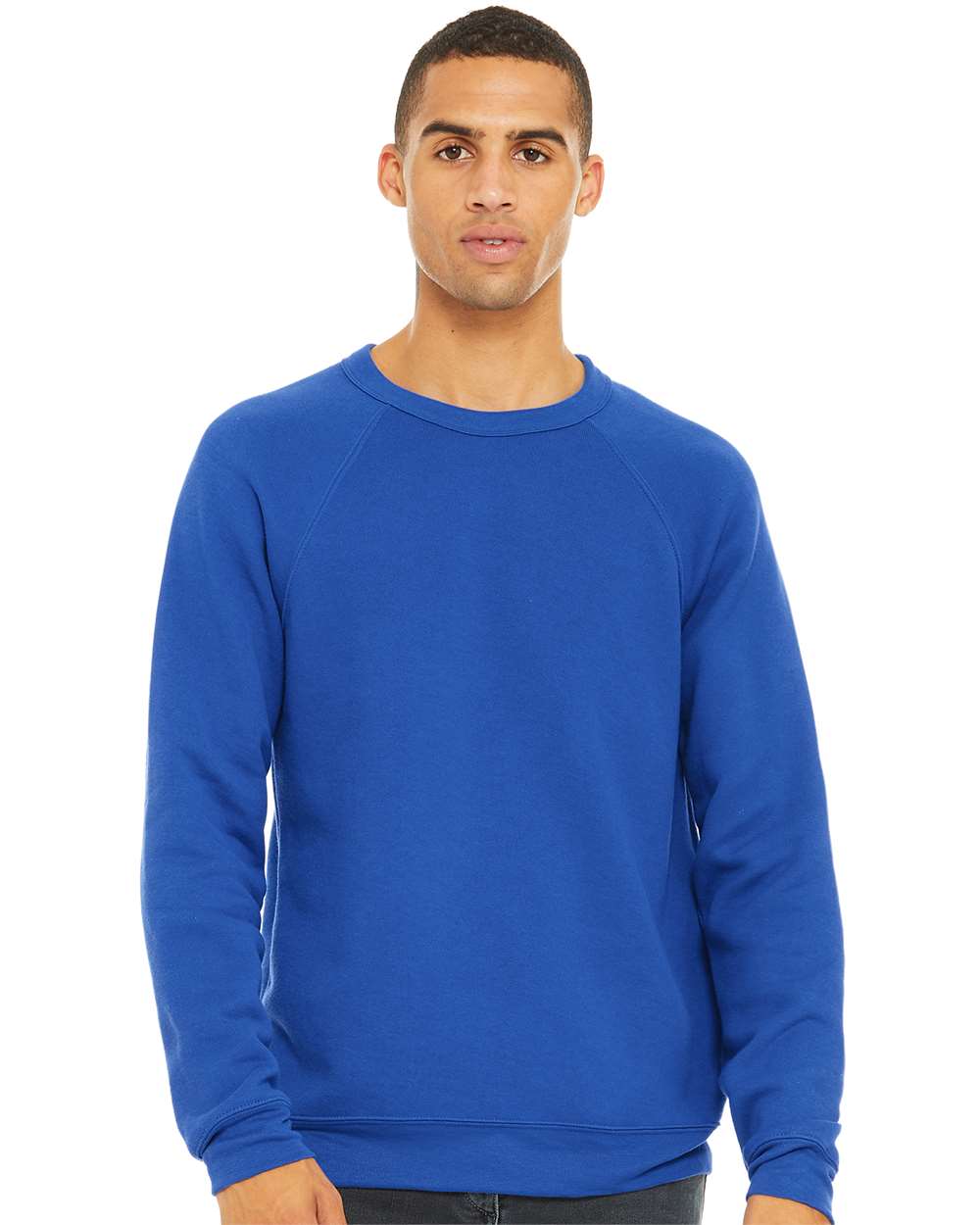 Unisex Sponge Fleece Raglan Crewneck Sweatshirt - OnModelFront - B85106752 - True Royal