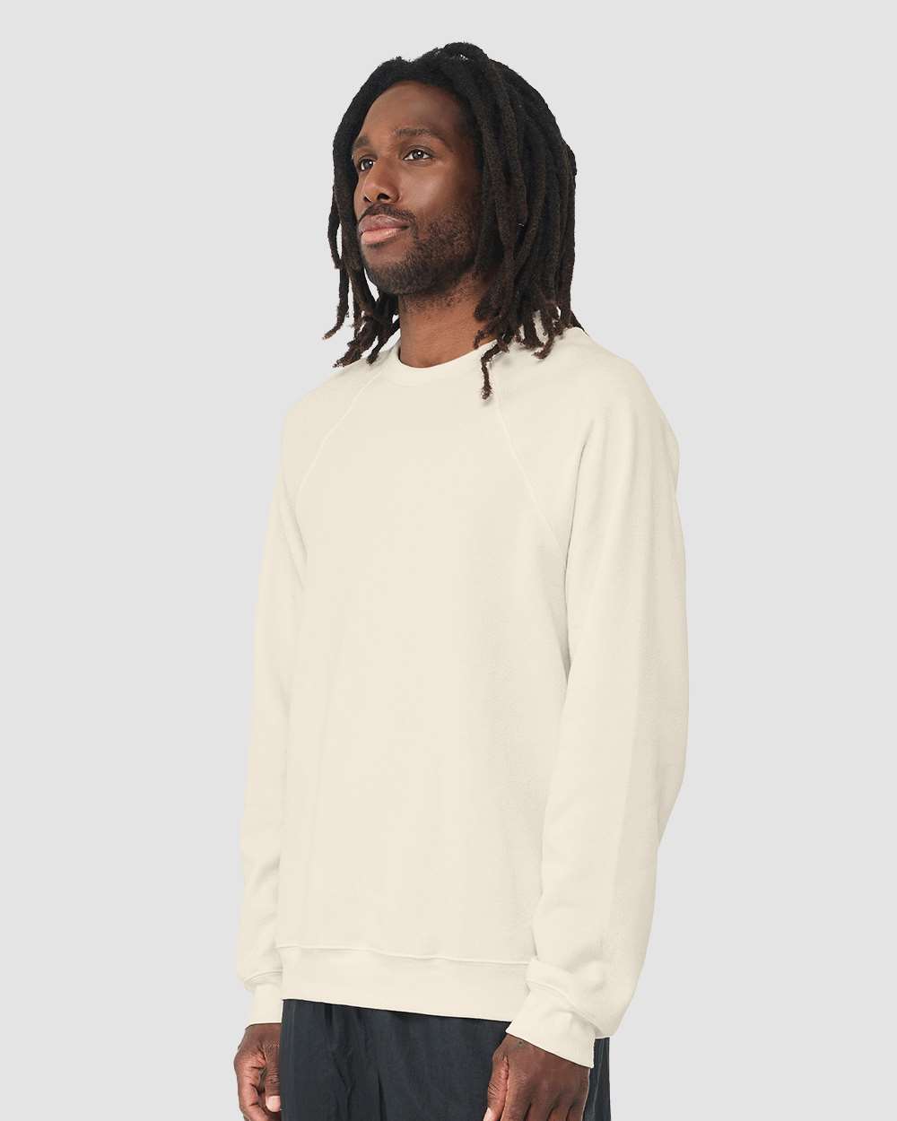Unisex Sponge Fleece Raglan Crewneck Sweatshirt - OnModelSide - B85106002 - Natural