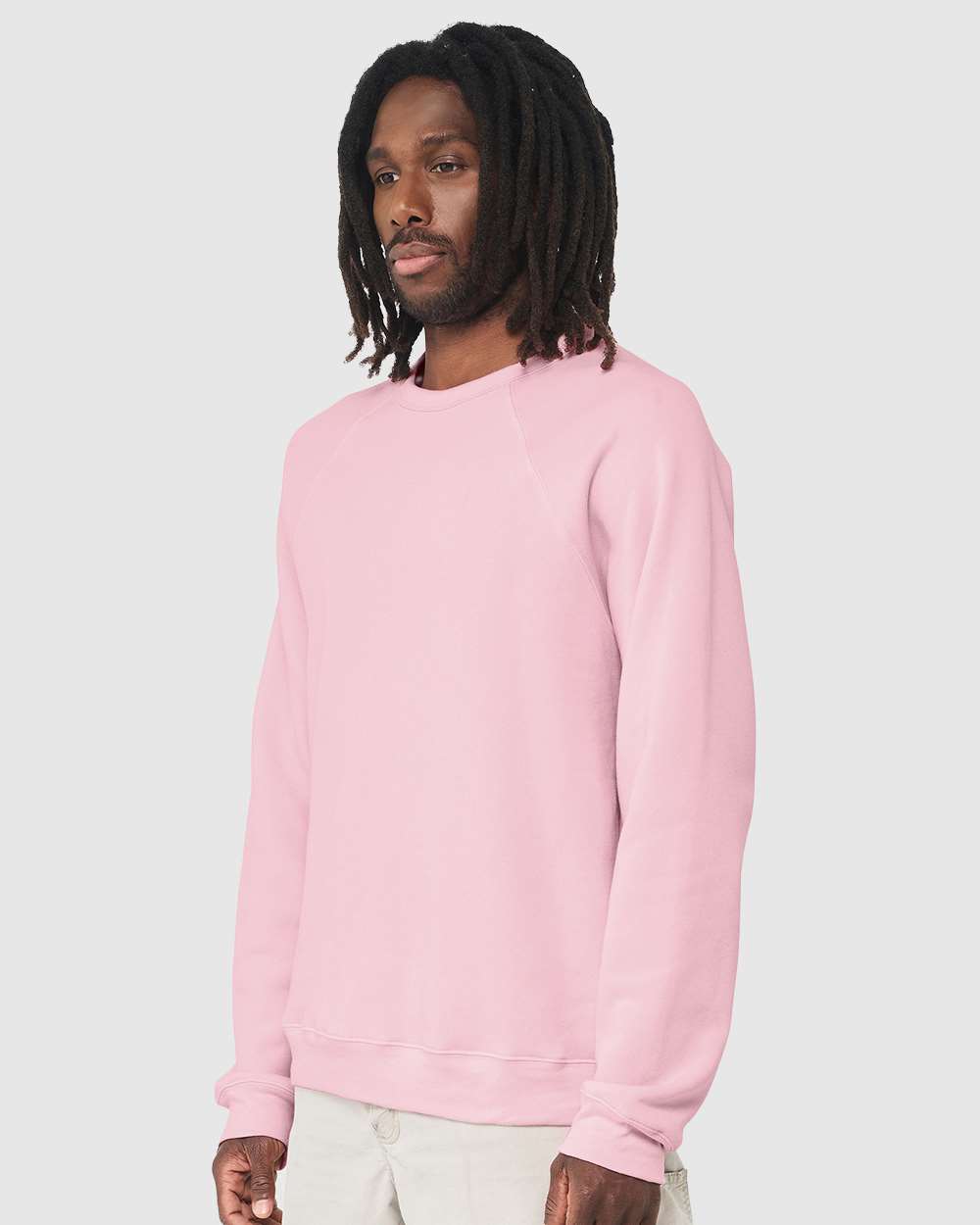 Unisex Sponge Fleece Raglan Crewneck Sweatshirt - OnModelSide - B85106122 - Pink