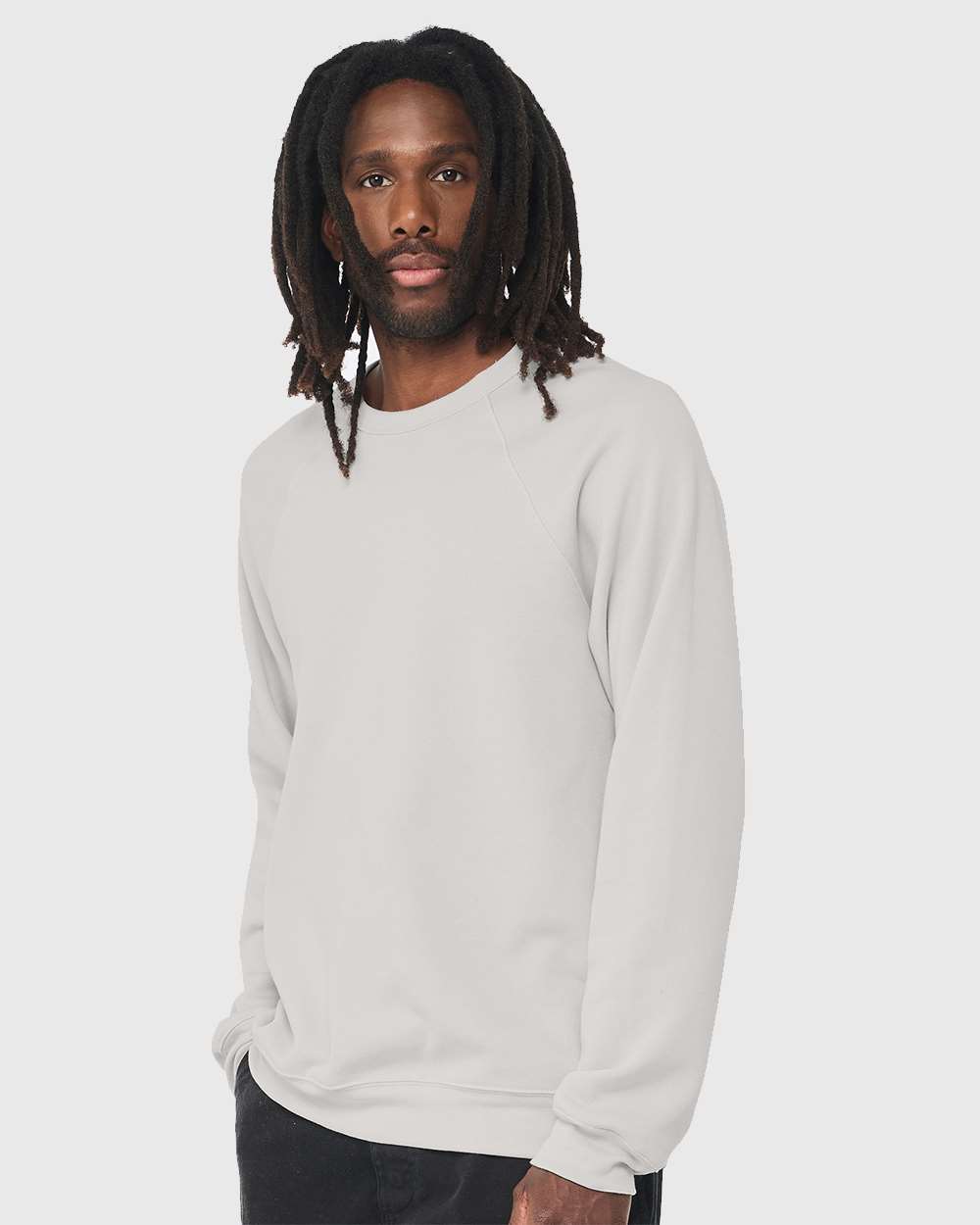 Unisex Sponge Fleece Raglan Crewneck Sweatshirt - OnModelSide - B85106132 - Silver