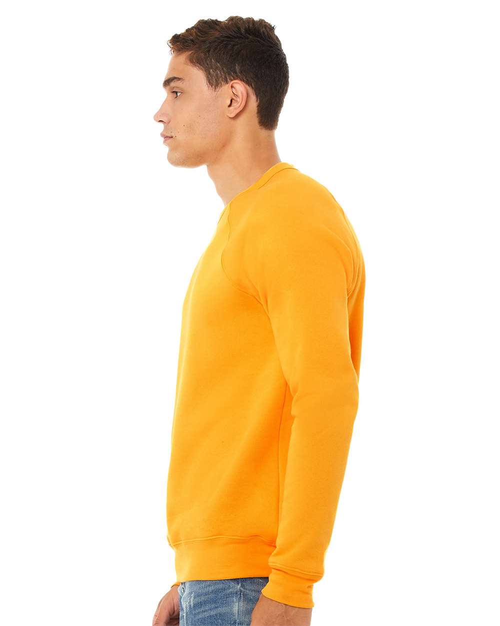 Unisex Sponge Fleece Raglan Crewneck Sweatshirt - OnModelSide - B85106142 - Gold