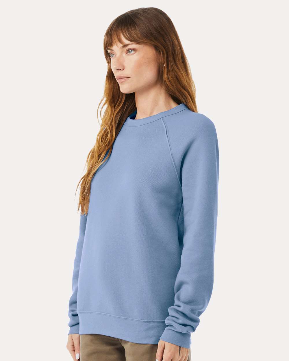 Unisex Sponge Fleece Raglan Crewneck Sweatshirt - OnModelSide - B85106192 - Lavender Blue