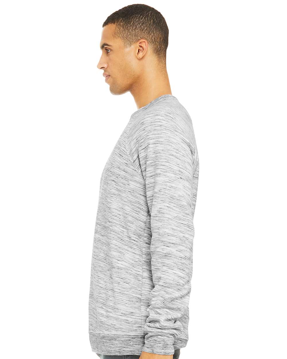 Unisex Sponge Fleece Raglan Crewneck Sweatshirt - OnModelSide - B85106362 - Light Grey Marble