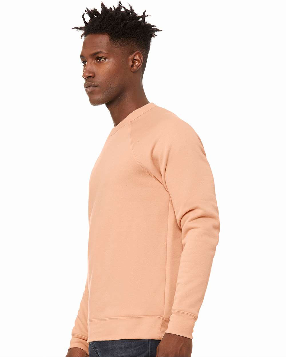 Unisex Sponge Fleece Raglan Crewneck Sweatshirt - OnModelSide - B85106672 - Peach