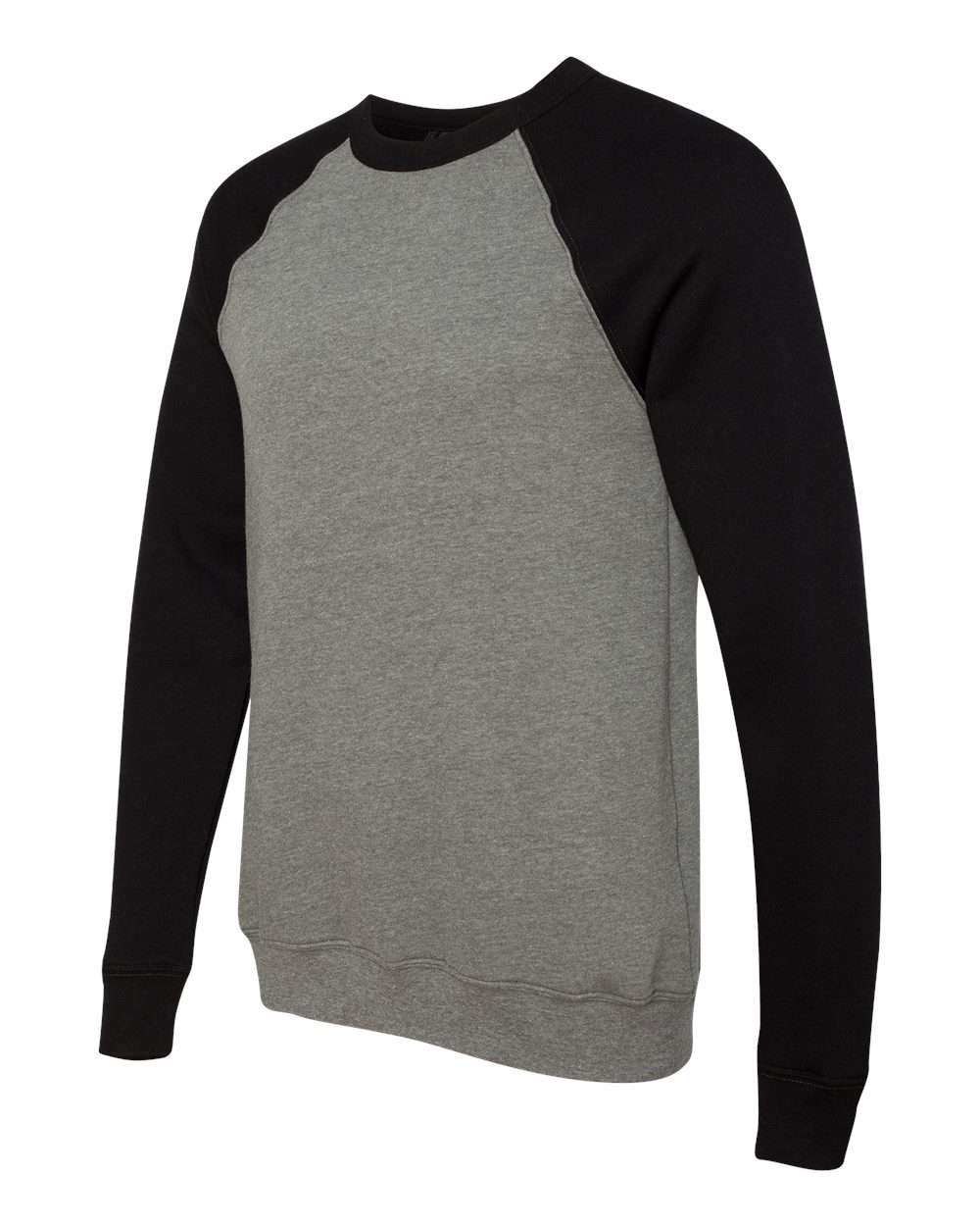 Unisex Sponge Fleece Raglan Crewneck Sweatshirt - Side - B85106093 - Deep Heather/ Black