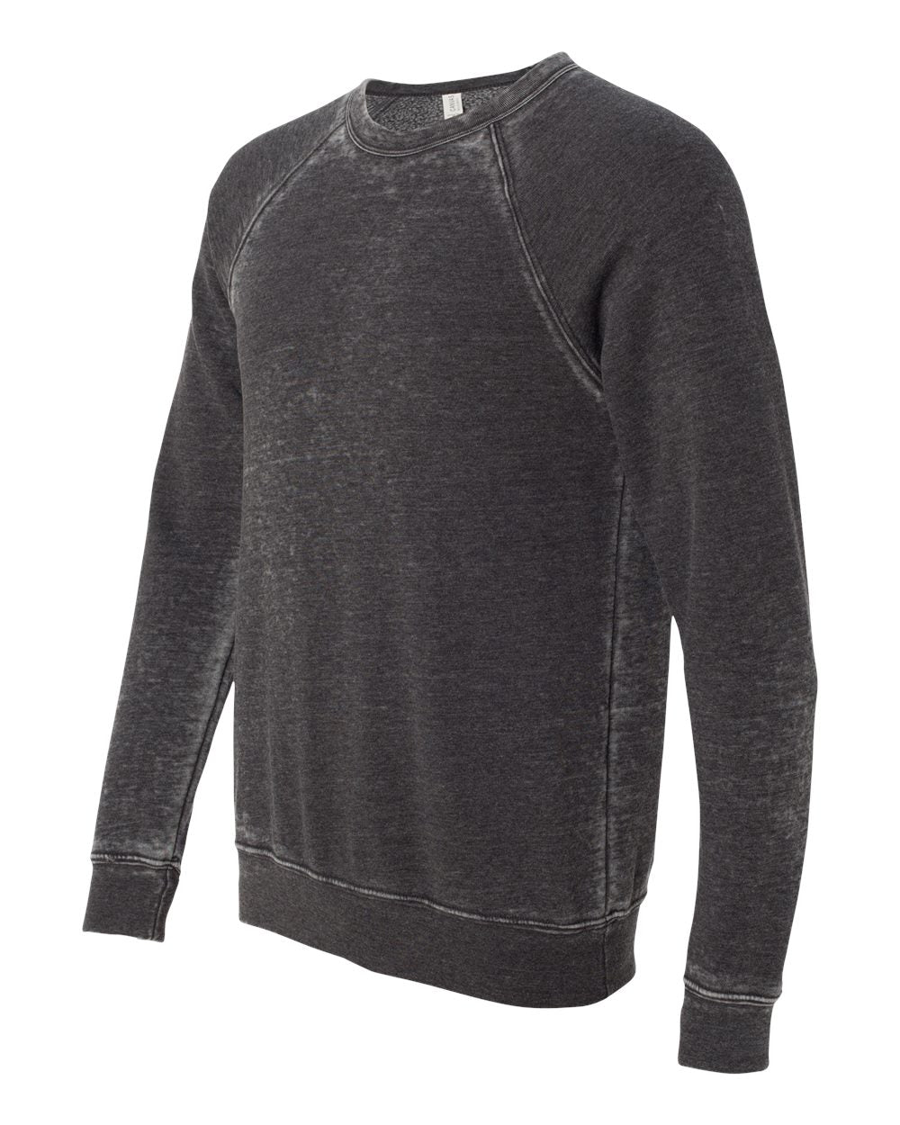 Unisex Sponge Fleece Raglan Crewneck Sweatshirt - Side - B85106352 - Grey Acid Wash