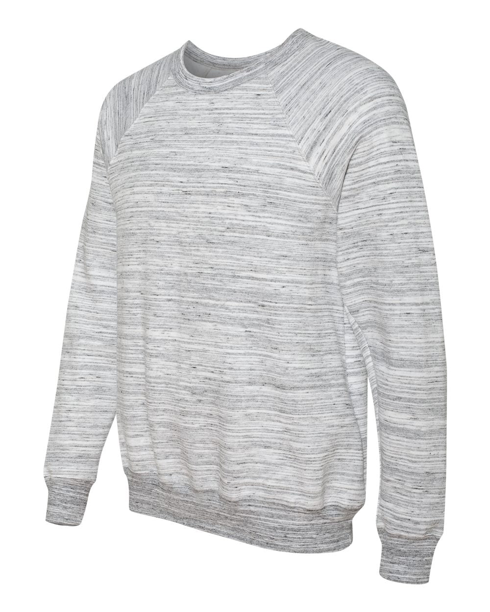 Unisex Sponge Fleece Raglan Crewneck Sweatshirt - Side - B85106362 - Light Grey Marble