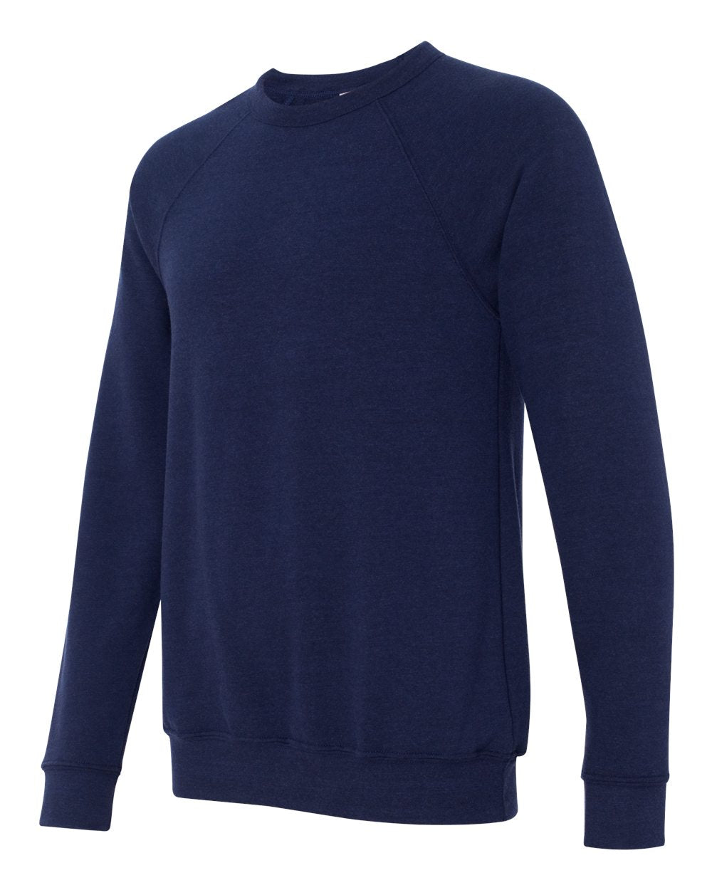Unisex Sponge Fleece Raglan Crewneck Sweatshirt - Side - B85106652 - Navy Triblend