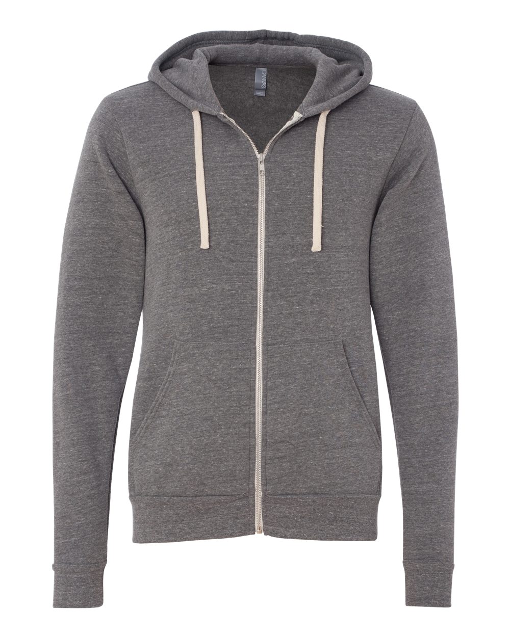 Unisex Triblend Sponge Fleece Full-Zip Hoodie - Front - B84906582 - Grey Triblend
