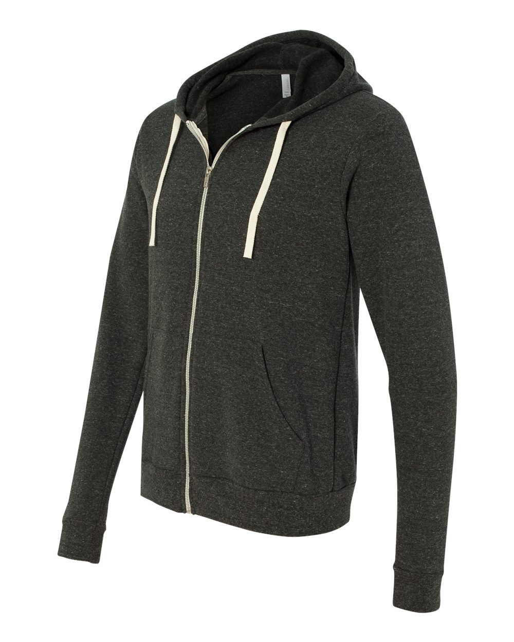 Unisex Triblend Sponge Fleece Full-Zip Hoodie - Side - B84906092 - Charcoal Black Triblend