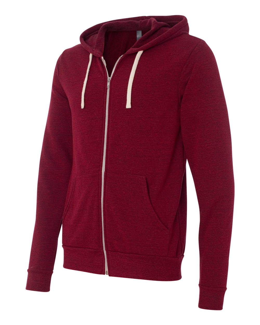 Unisex Triblend Sponge Fleece Full-Zip Hoodie - Side - B84906703 - Cardinal Triblend