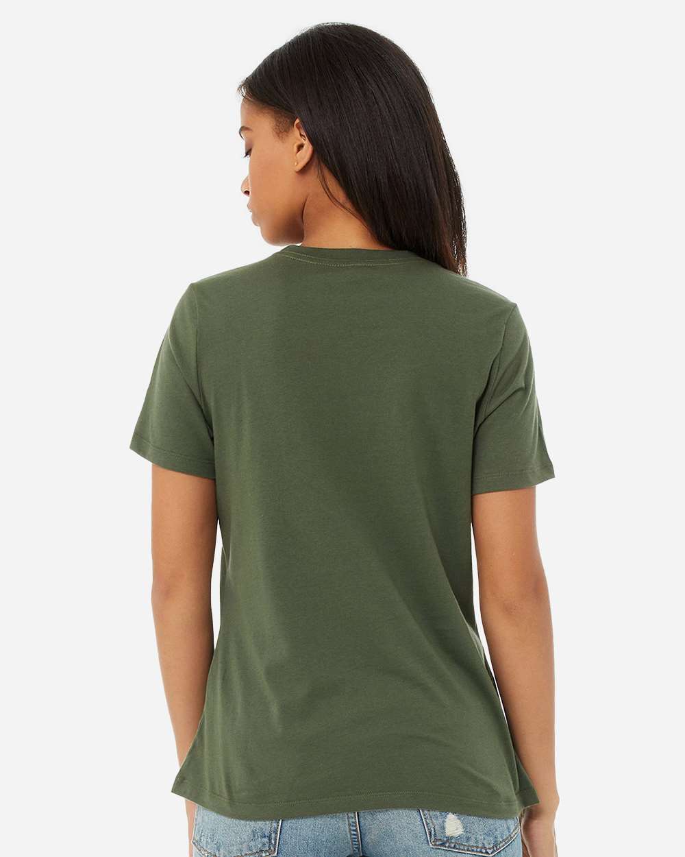Women’s Relaxed Jersey Tee - OnModelBack - B86906063 - Military Green