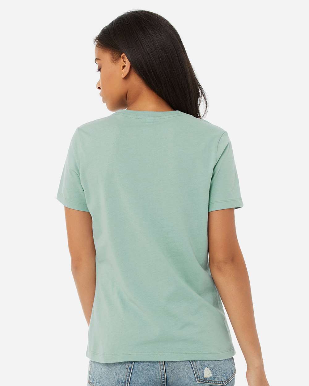Women’s Relaxed Jersey Tee - OnModelBack - B86906283 - Dusty Blue