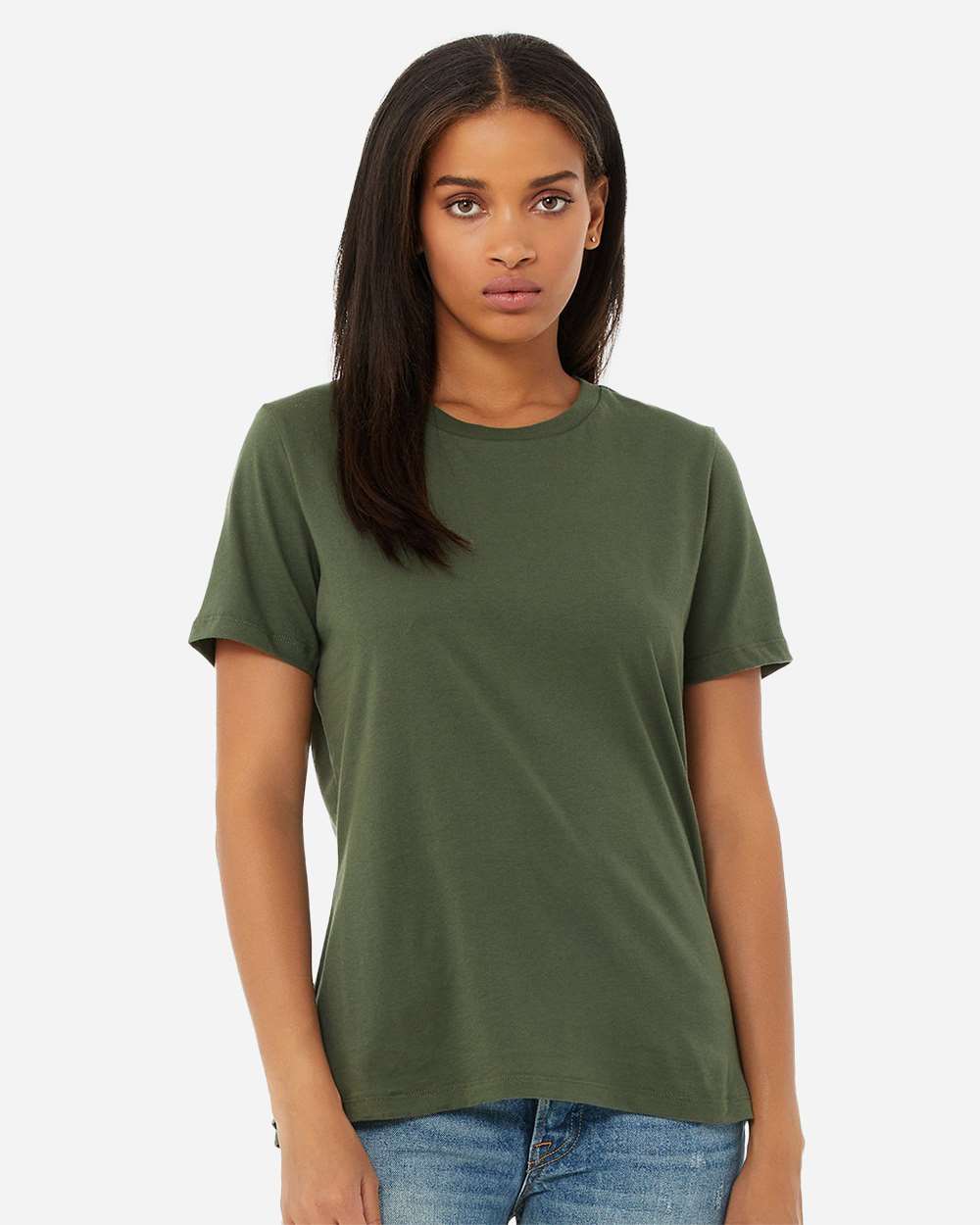 Women’s Relaxed Jersey Tee - OnModelFront - B86906063 - Military Green