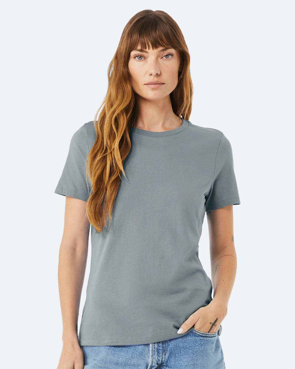 Women’s Relaxed Jersey Tee - OnModelFront - B86906153 - Blue Storm