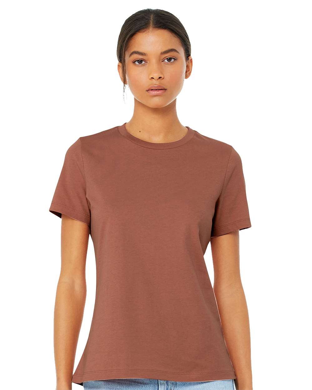 Women’s Relaxed Jersey Tee - OnModelFront - B86906183 - Terracotta