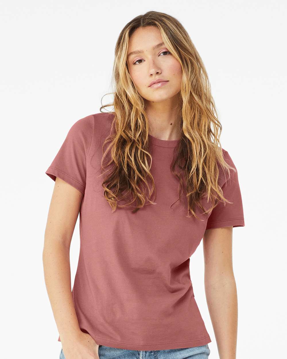 Women’s Relaxed Jersey Tee - OnModelFront - B86906233 - Mauve