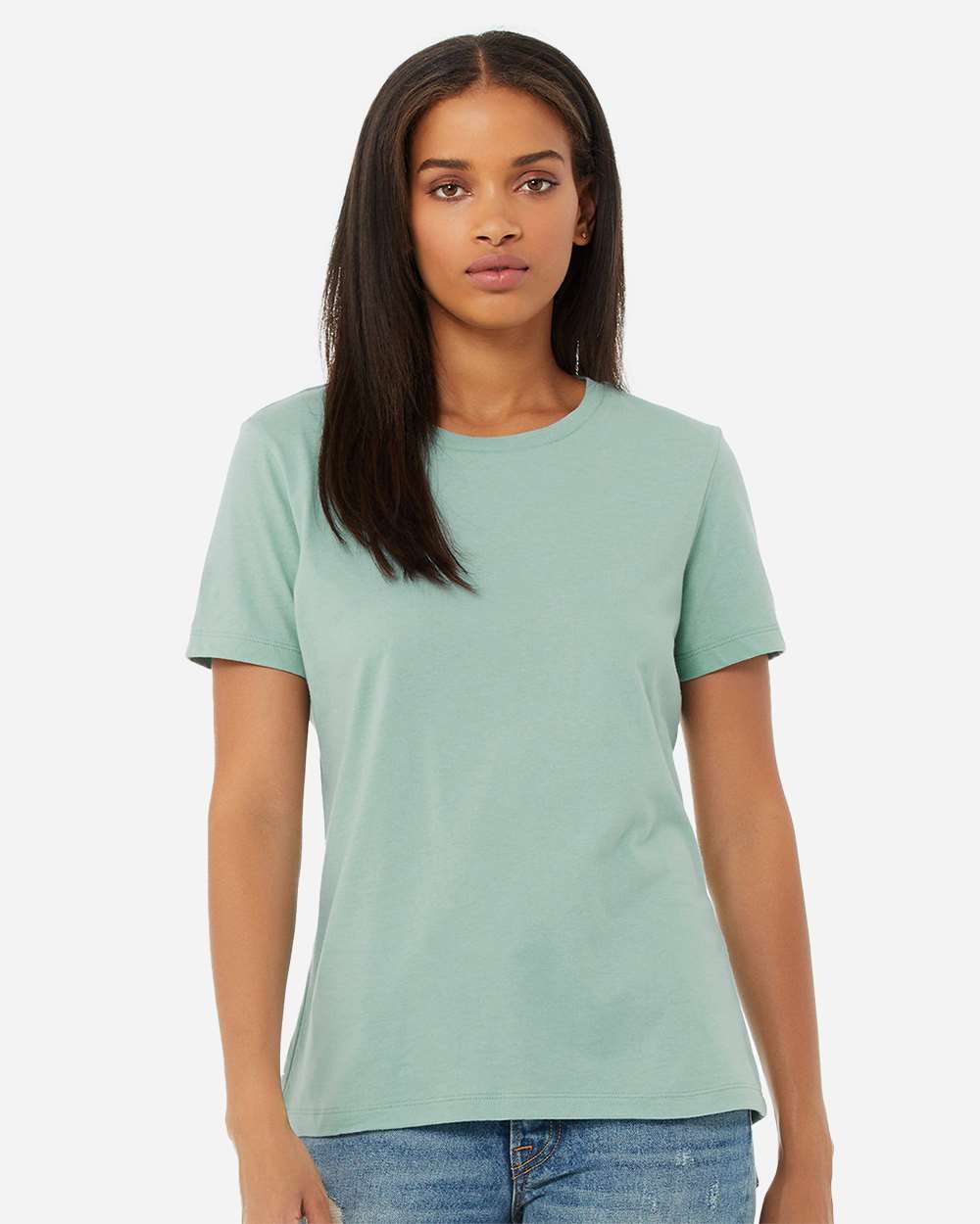 Women’s Relaxed Jersey Tee - OnModelFront - B86906283 - Dusty Blue