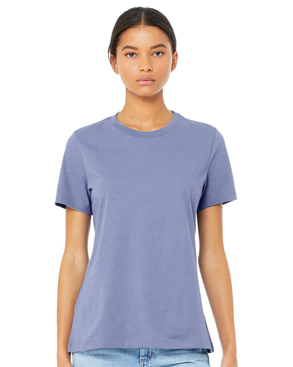 Women’s Relaxed Jersey Tee - OnModelFront - B86906363 - Lavender Blue