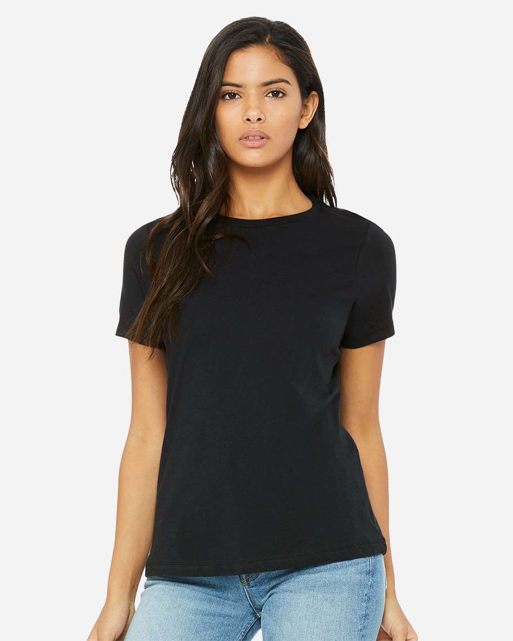 Women’s Relaxed Jersey Tee - OnModelFront - B86906513 - Vintage Black