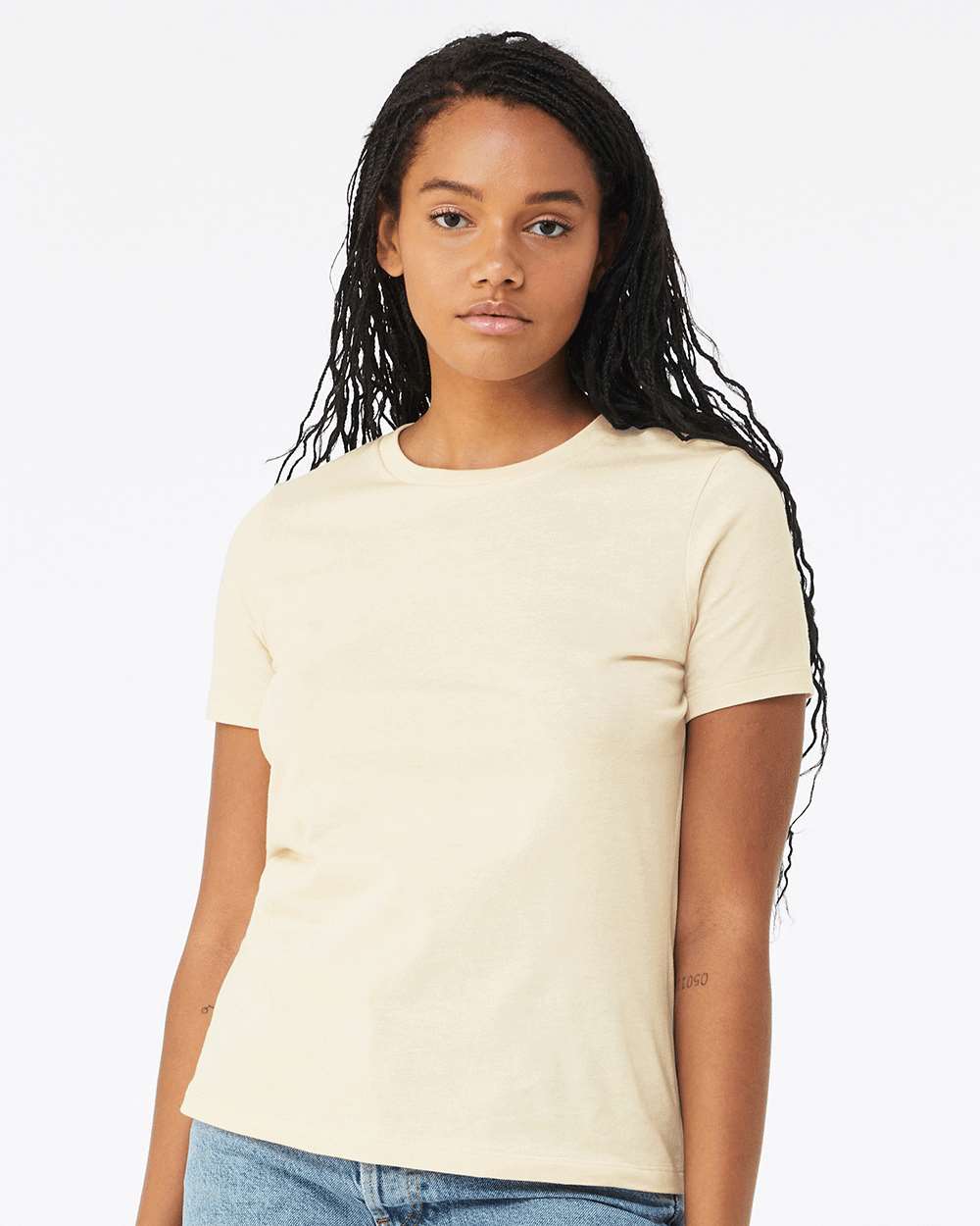 Women’s Relaxed Jersey Tee - OnModelFront - B86906833 - Natural