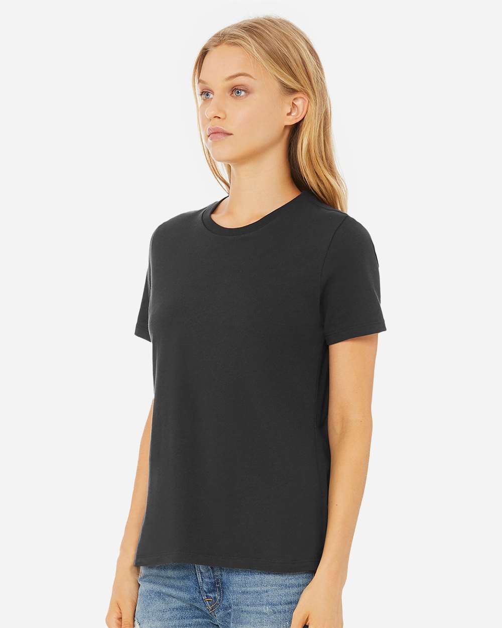 Women’s Relaxed Jersey Tee - OnModelSide - B86906083 - Dark Grey