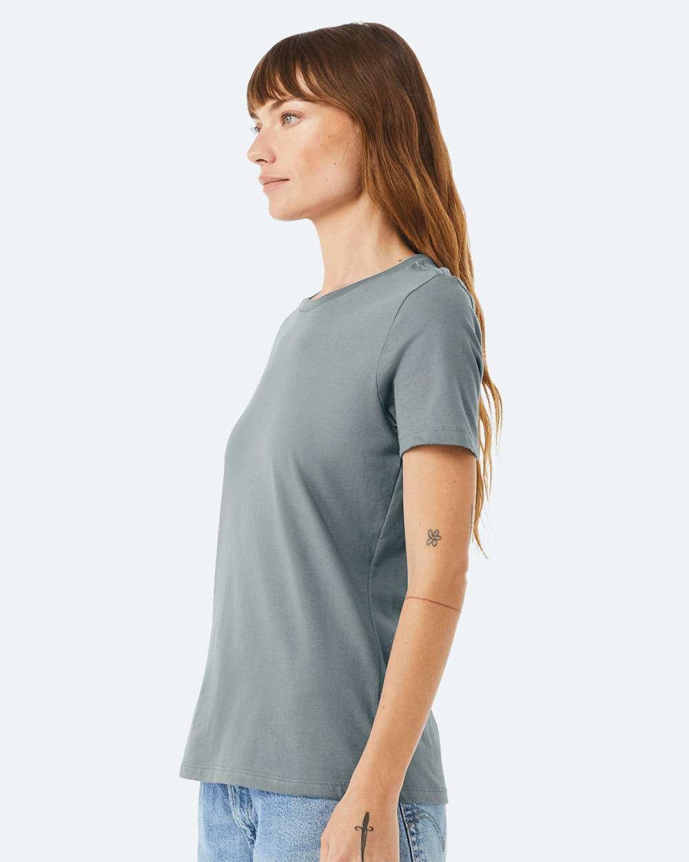Women’s Relaxed Jersey Tee - OnModelSide - B86906153 - Blue Storm