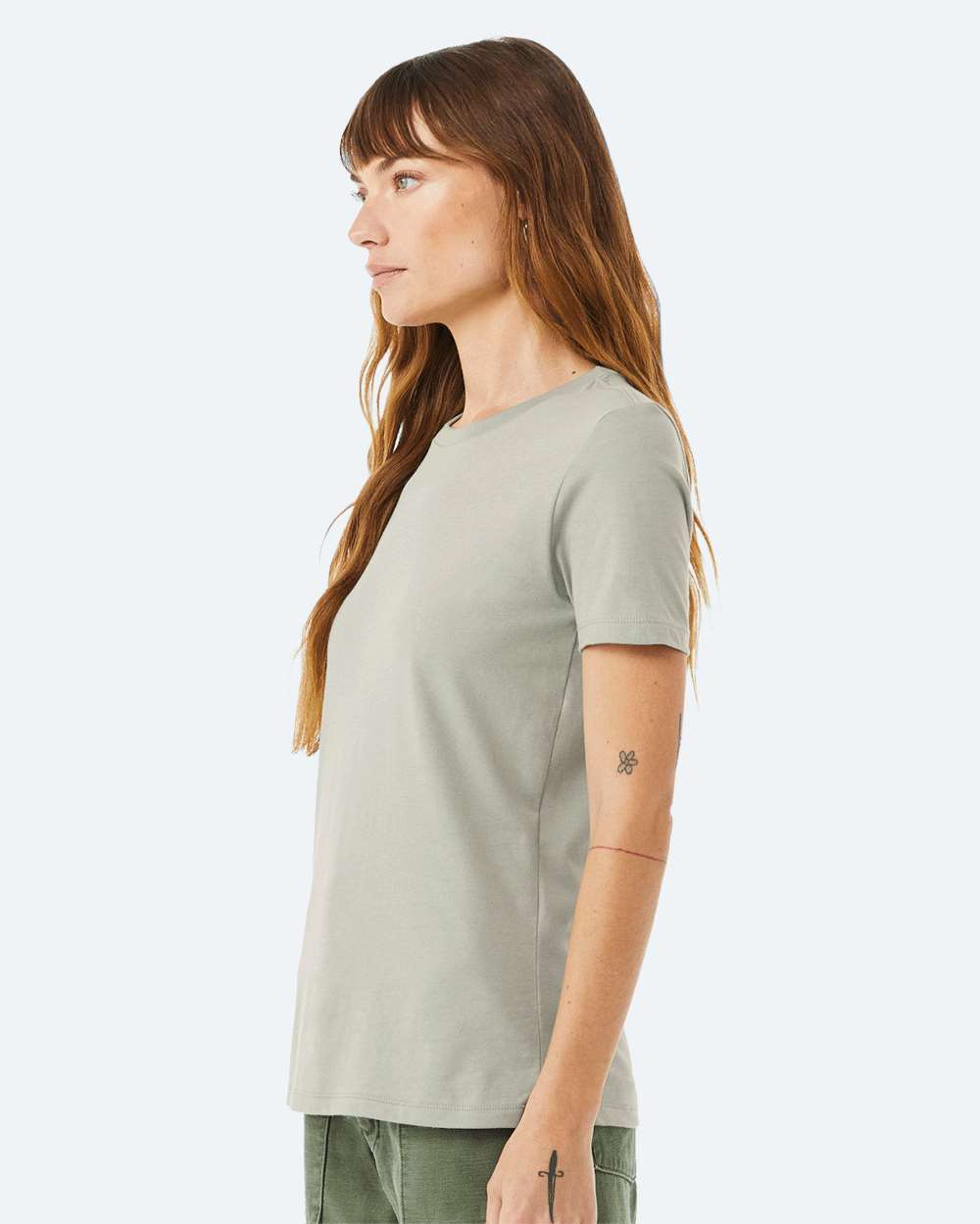 Women’s Relaxed Jersey Tee - OnModelSide - B86906173 - Thyme