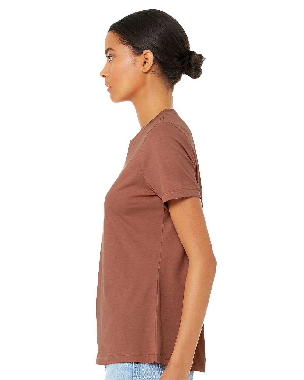 Women’s Relaxed Jersey Tee - OnModelSide - B86906183 - Terracotta