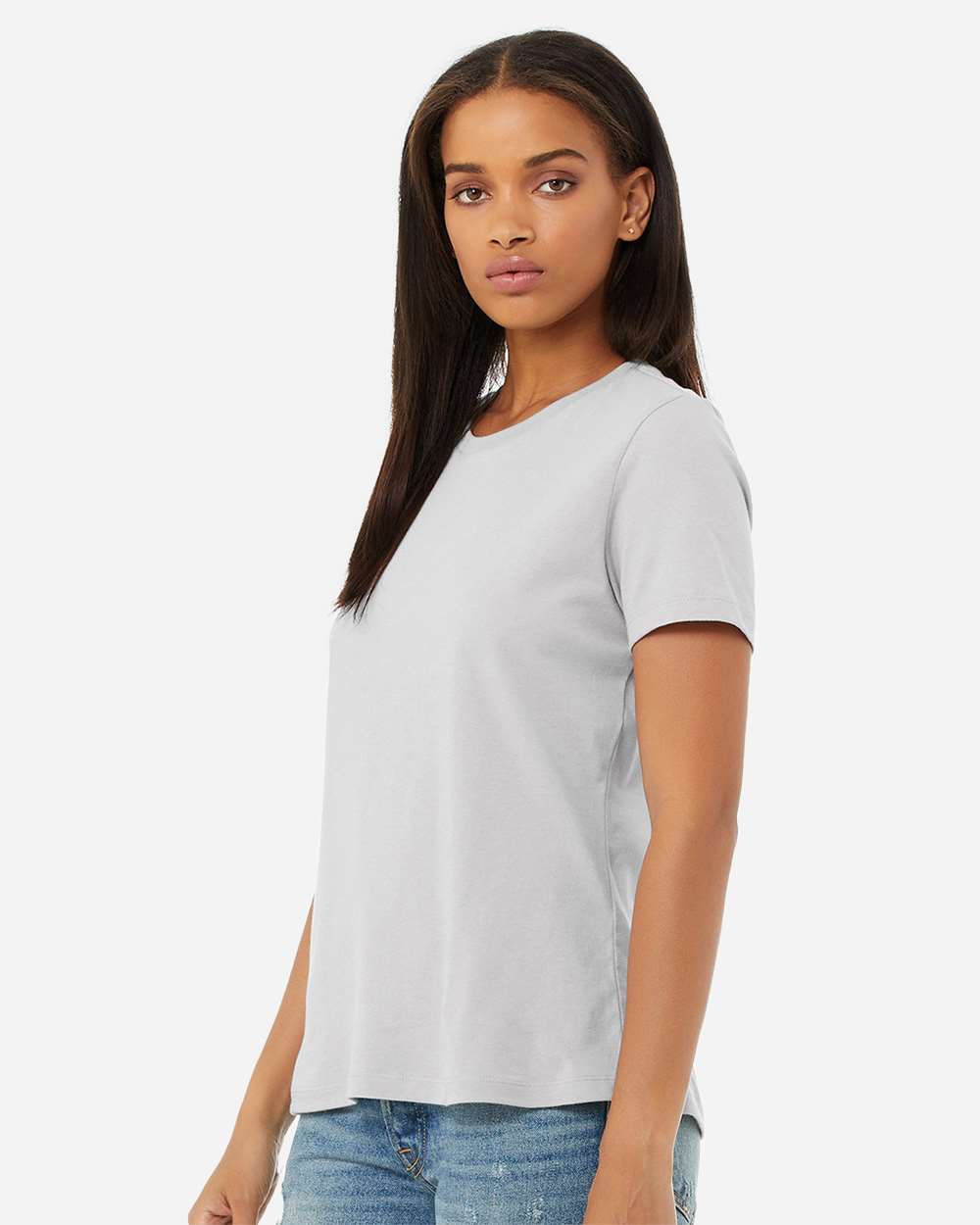 Women’s Relaxed Jersey Tee - OnModelSide - B86906203 - Solid Athletic Grey