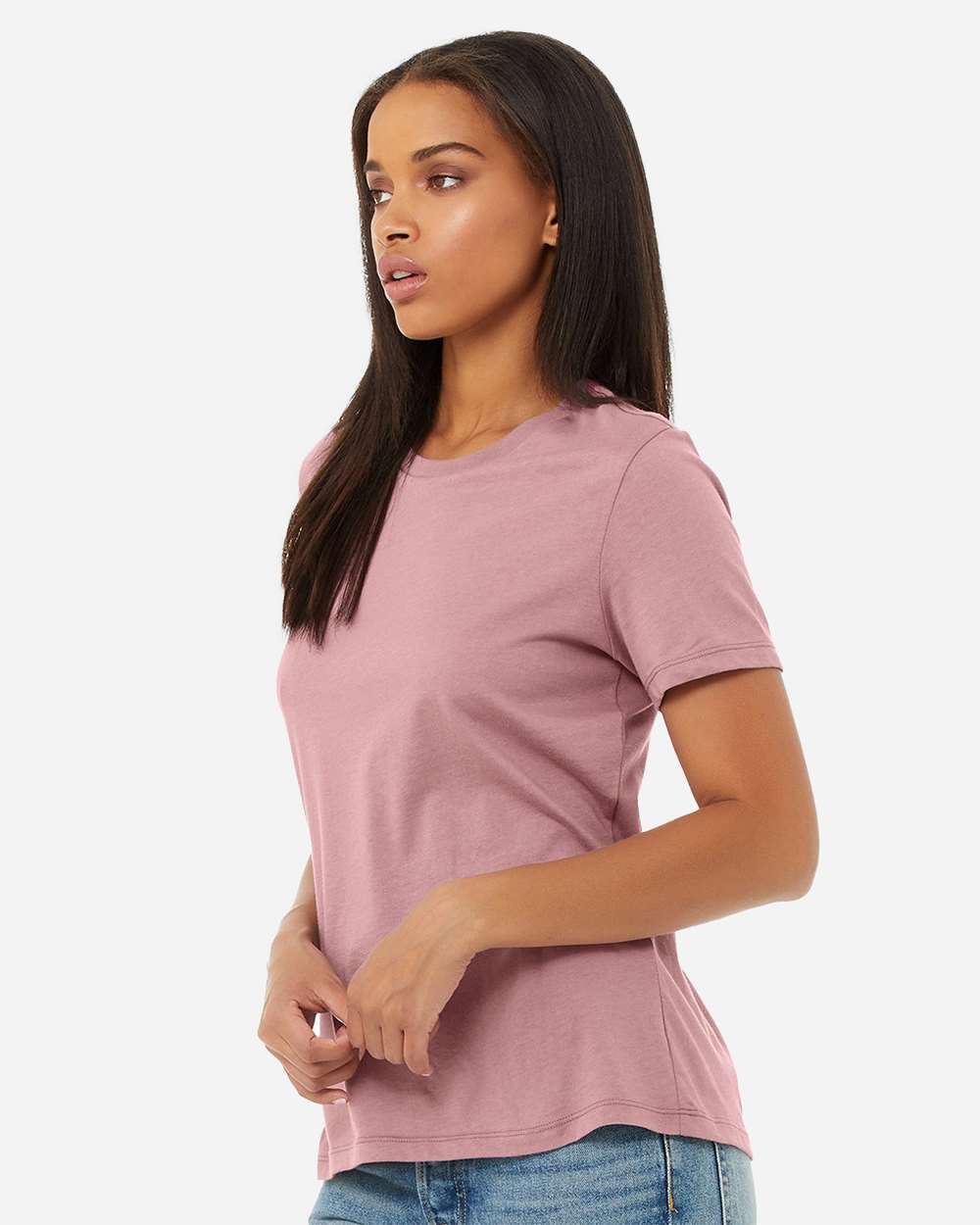 Women’s Relaxed Jersey Tee - OnModelSide - B86906213 - Orchid