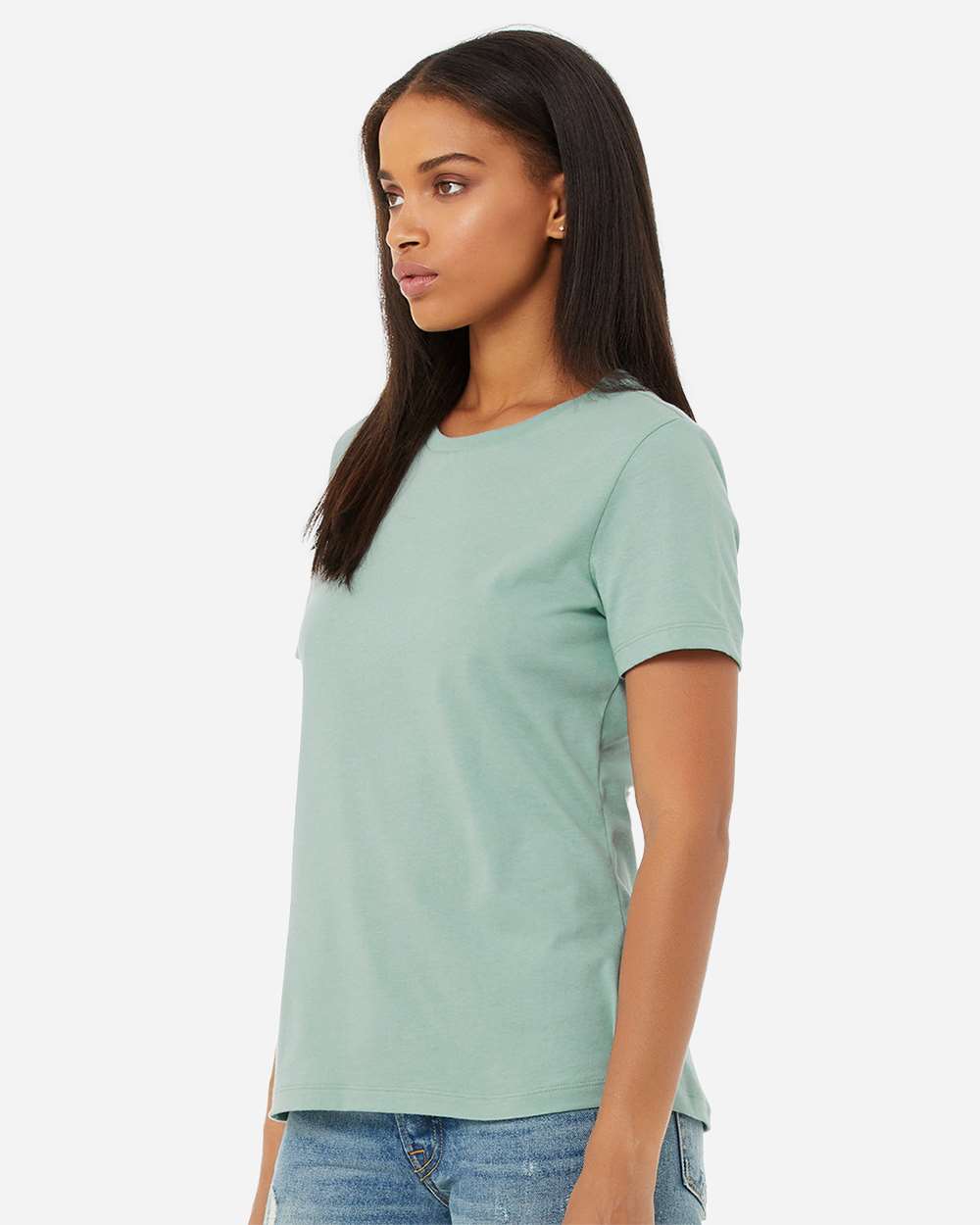 Women’s Relaxed Jersey Tee - OnModelSide - B86906283 - Dusty Blue