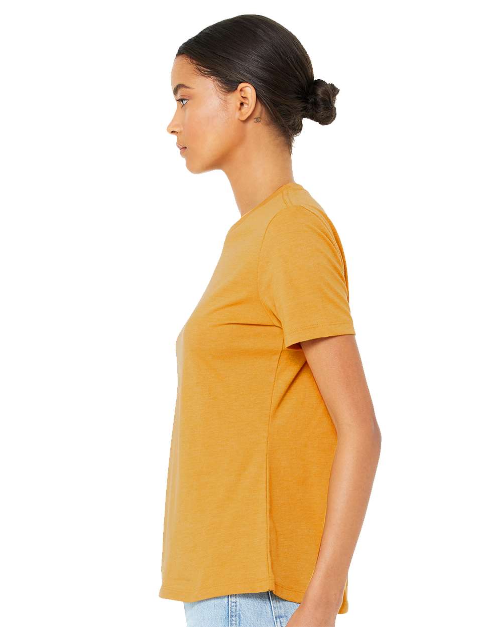 Women’s Relaxed Jersey Tee - OnModelSide - B86906293 - Mustard