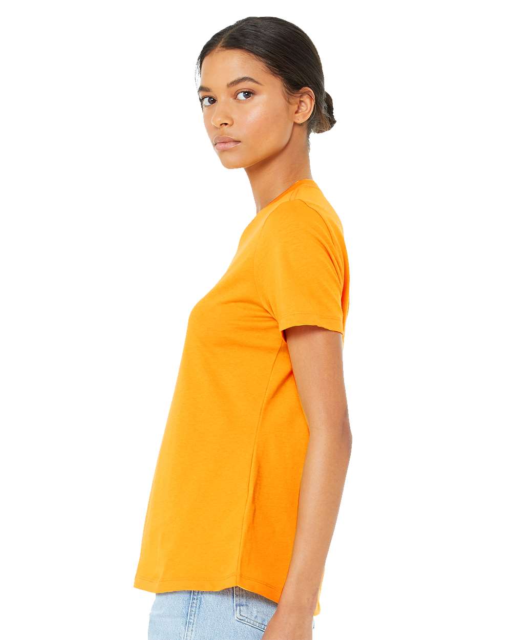 Women’s Relaxed Jersey Tee - OnModelSide - B86906323 - Gold