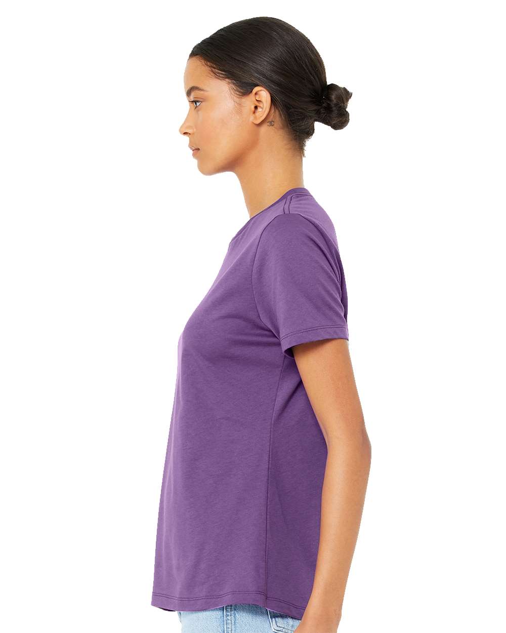 Women’s Relaxed Jersey Tee - OnModelSide - B86906423 - Royal Purple