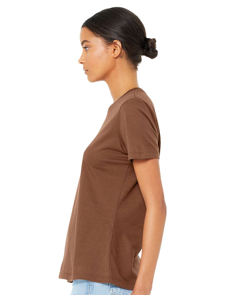 Women’s Relaxed Jersey Tee - OnModelSide - B86906483 - Chestnut