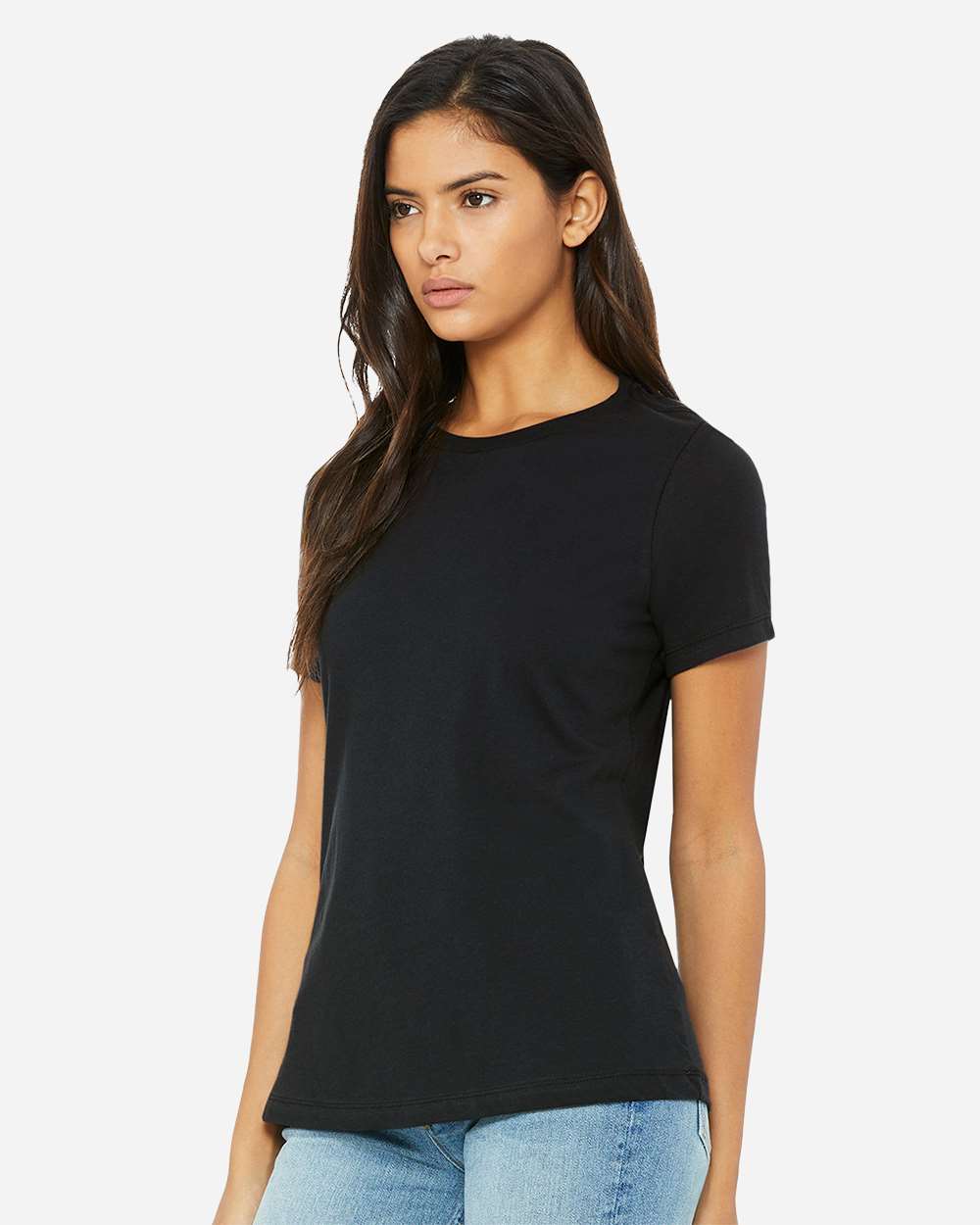 Women’s Relaxed Jersey Tee - OnModelSide - B86906513 - Vintage Black