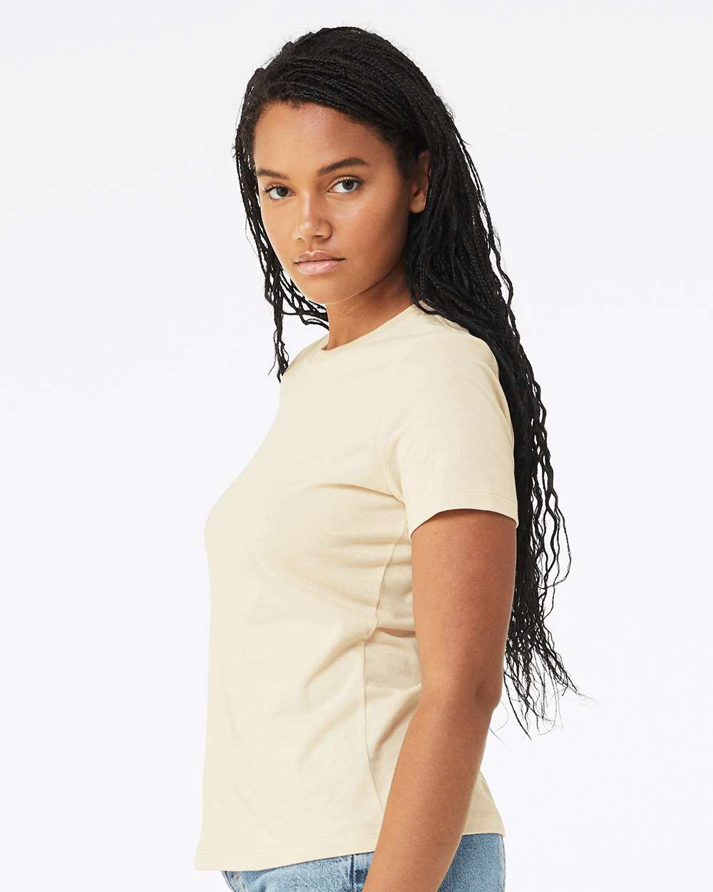 Women’s Relaxed Jersey Tee - OnModelSide - B86906833 - Natural