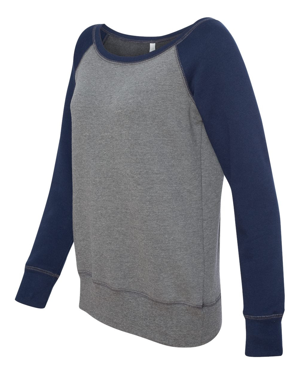 Women’s Sponge Fleece Wide Neck Sweatshirt - Side - B87306083 - Deep Heather/ Navy