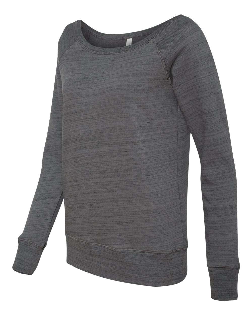 Women’s Sponge Fleece Wide Neck Sweatshirt - Side - B87306513 - Dark Grey Marble