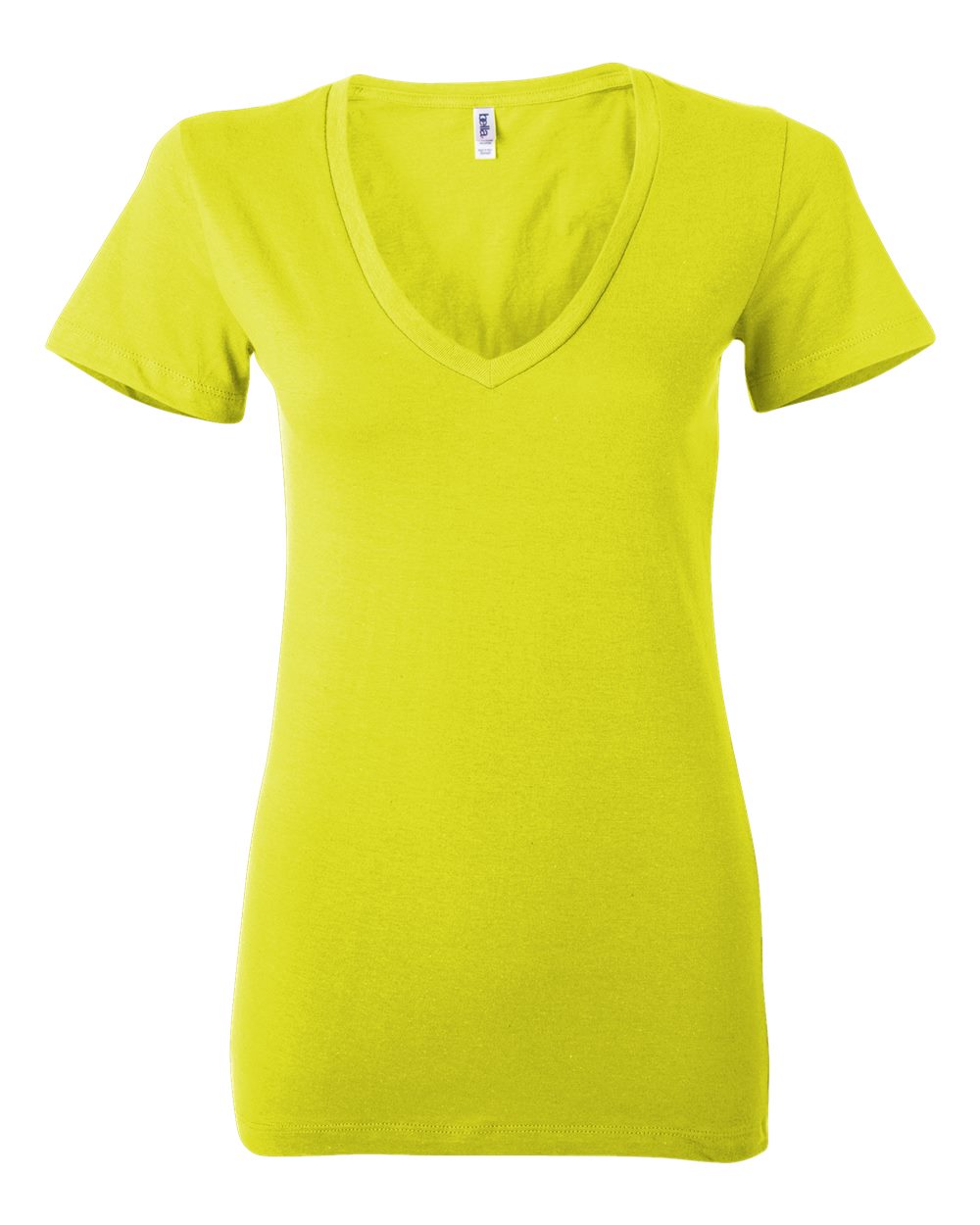 Women’s Jersey Deep V-Neck Tee - Front - B57306057 - Neon Yellow
