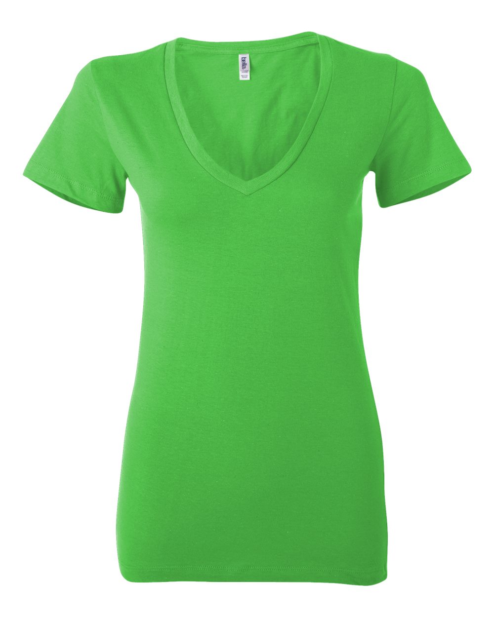 Women’s Jersey Deep V-Neck Tee - Front - B57306076 - Neon Green