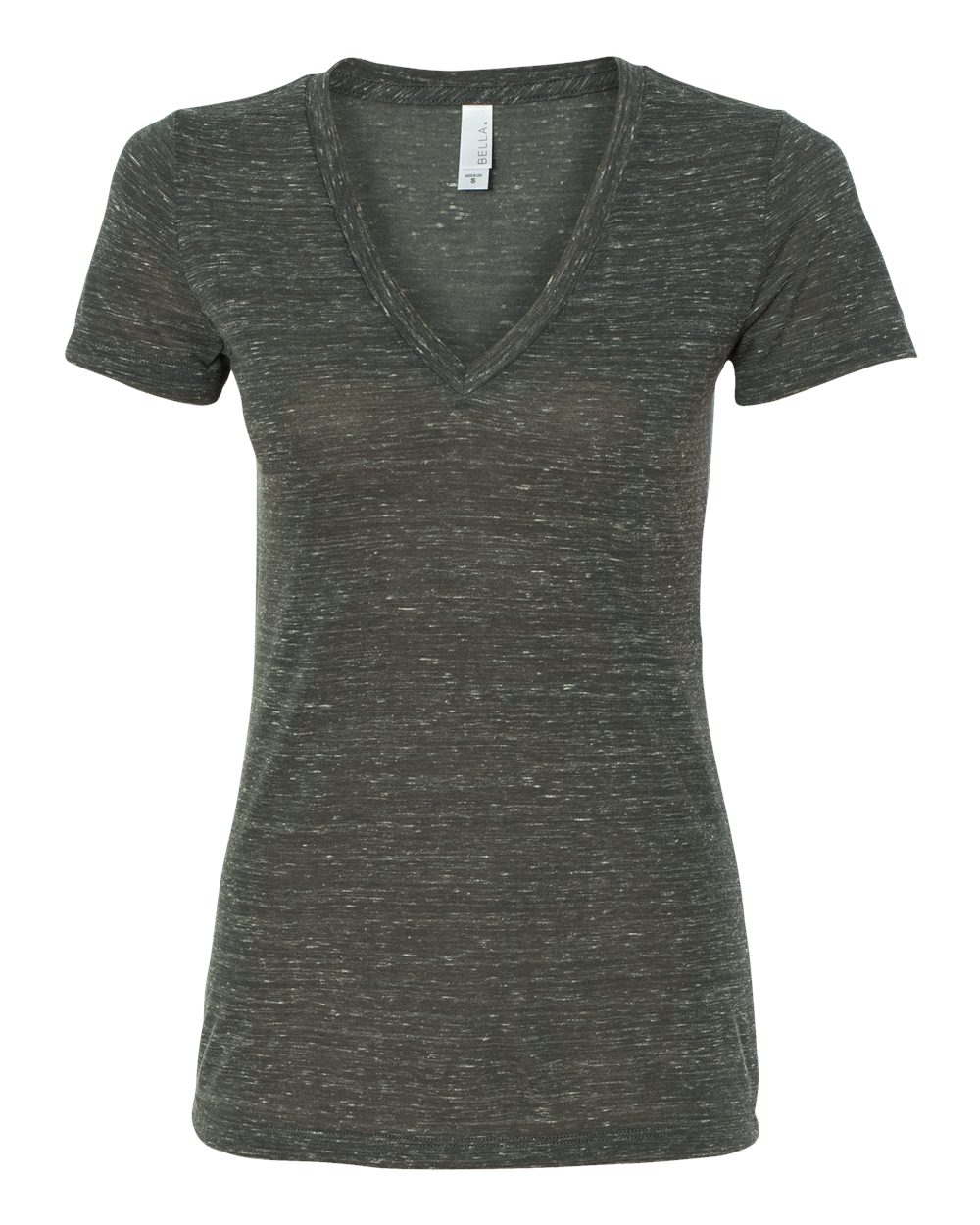 Women’s Jersey Deep V-Neck Tee - Front - B57306113 - Charcoal Marble